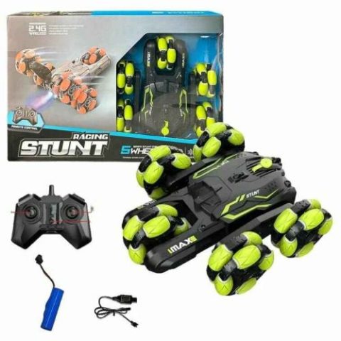 Трюкач “RACING STUNT” на радіо-керуванні, 5 коліс, акум.USB.світ.дим.дрифт.(САЛАТОВИЙ)