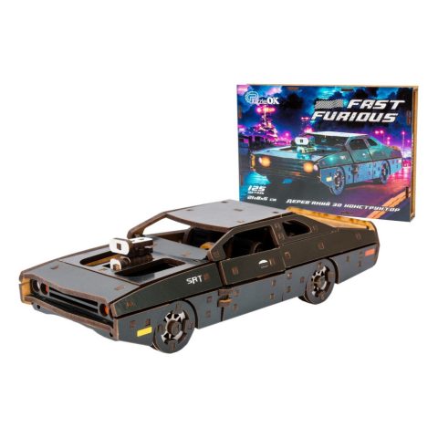 Дерев’яний 3D конструктор “Fast Furious” Puz-62519, 125 деталей, чорний