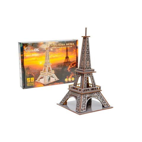 Дерев’яний 3D конструктор “Ейфелева вежа” Puz-00925, 58 деталей