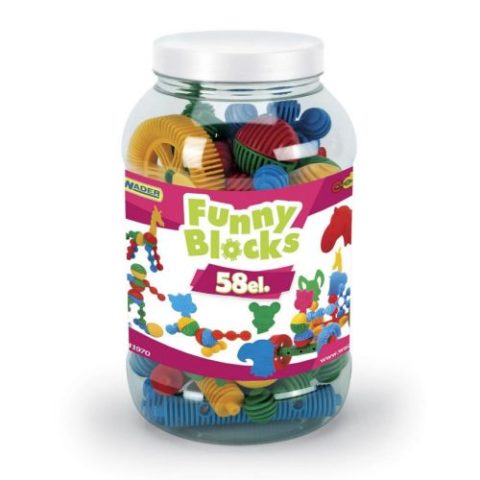 Конструктор “Funny blocks”, 58 елементів, велика банка
